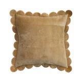 Cotton Velvet Pillow w/ Scalloped Flange & Embroidered Edge, Mustard Color