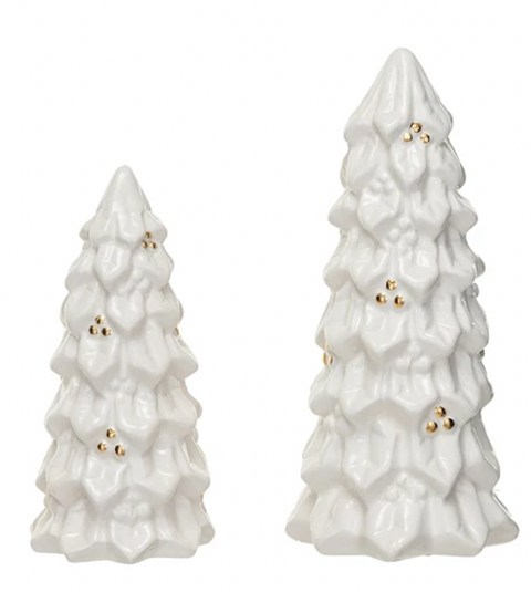 Stoneware Christmas Tree White with Gold Speckles - all sizes