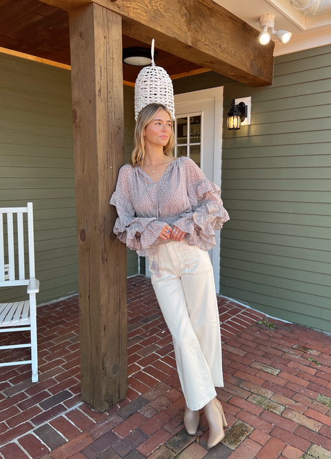 Romina Ruffle Top - Mocha