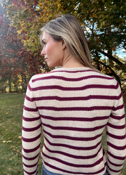 Gia Sweater Cari - Oatmeal/ Crimson