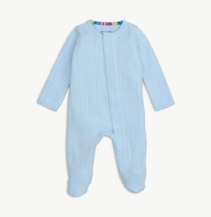 love lines blue organic cotton pointelle magnetic parent favorite footie