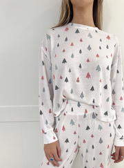 Alpine Tree Long Sleeve Top - White