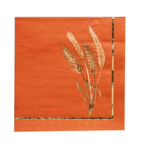 Harvest Wheat- Cocktail Napkin 20pkg/ 3ply Gold Foil