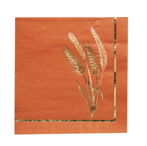 Harvest Wheat- Cocktail Napkin 20pkg/ 3ply Gold Foil
