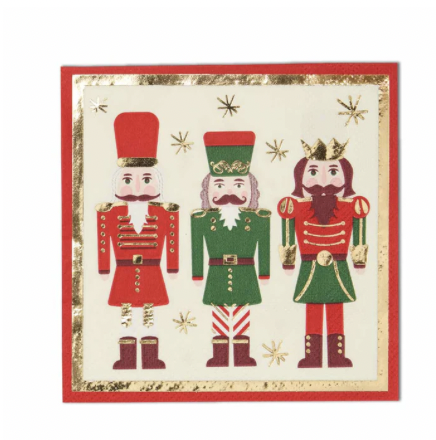 14x8 Nutcracker Napkin Acacia Board w/ Handle Gold Spreader