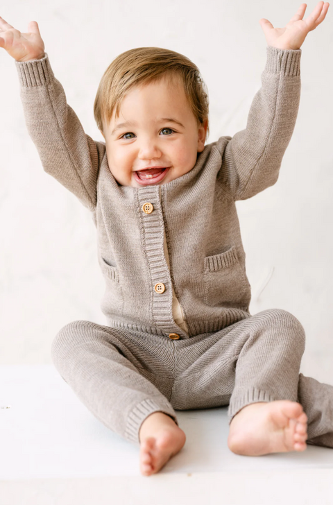 Merino Wool Baby Gift Set in Heather Brown