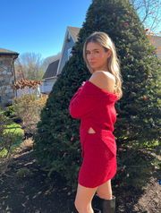 Merry Vibe Sweater Mini Skirt - Red