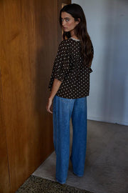 Sweet Talker Ribbon Dot Top - Brown