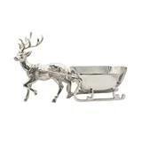 Cast Aluminum Reindeer with Sleigh Bowl, Nickel Finish