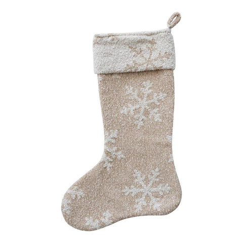 Woven Recycled Fabric Jacquard Stocking with Snowflake Pattern