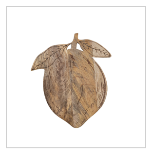 Mango Wood Laser Etched Lemon Shaped Cheese/Cutting Board