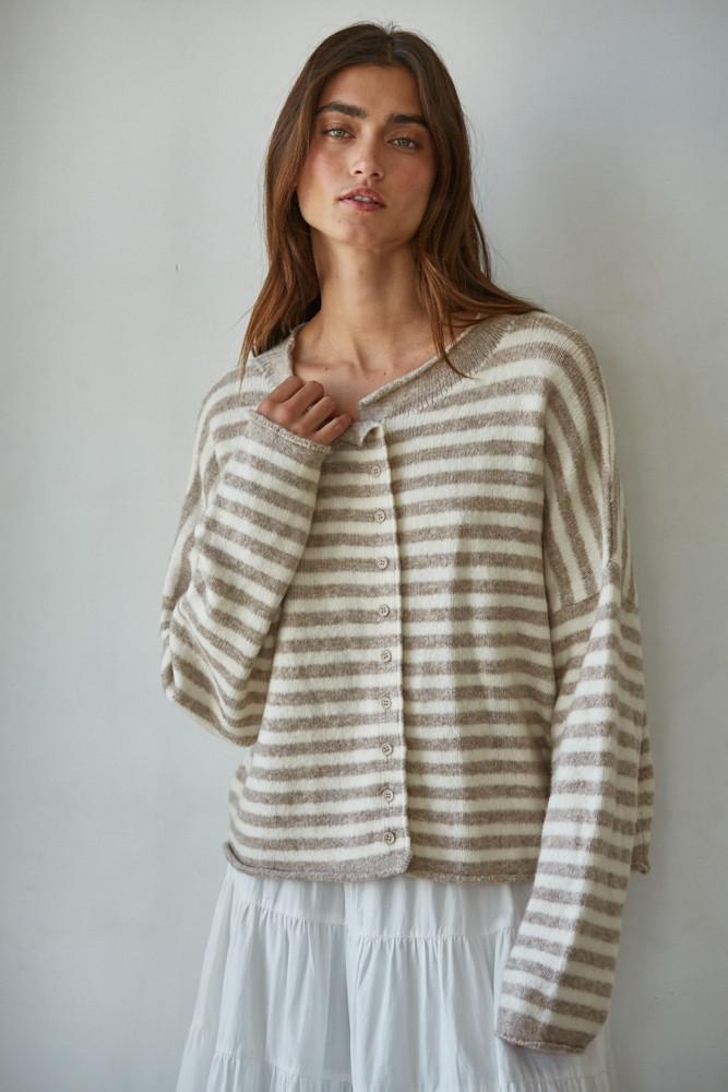 Kelsey Cardigan - Taupe/ Ivory