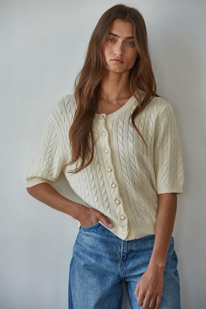 Bonjour Cable Knit Cardigan Top