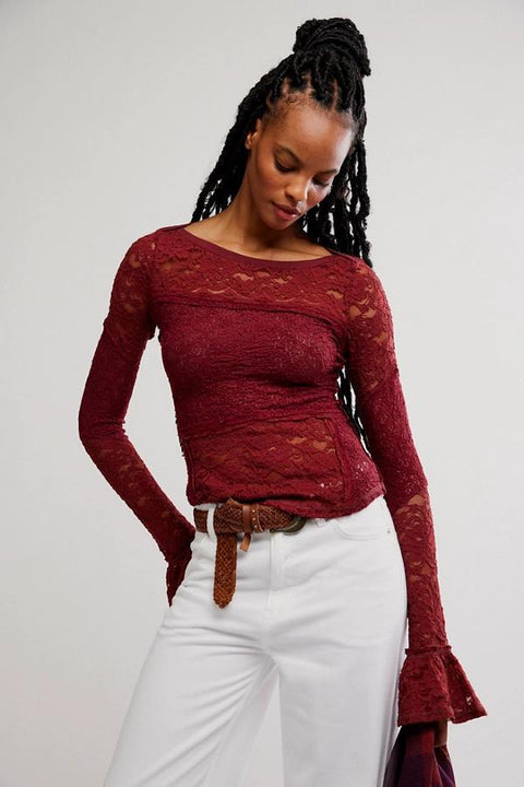Lace Layering Top - Cabernet
