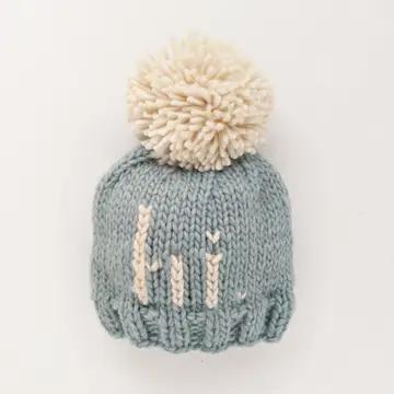 Hi. Surf Blue Hand Knit Beanie Hat