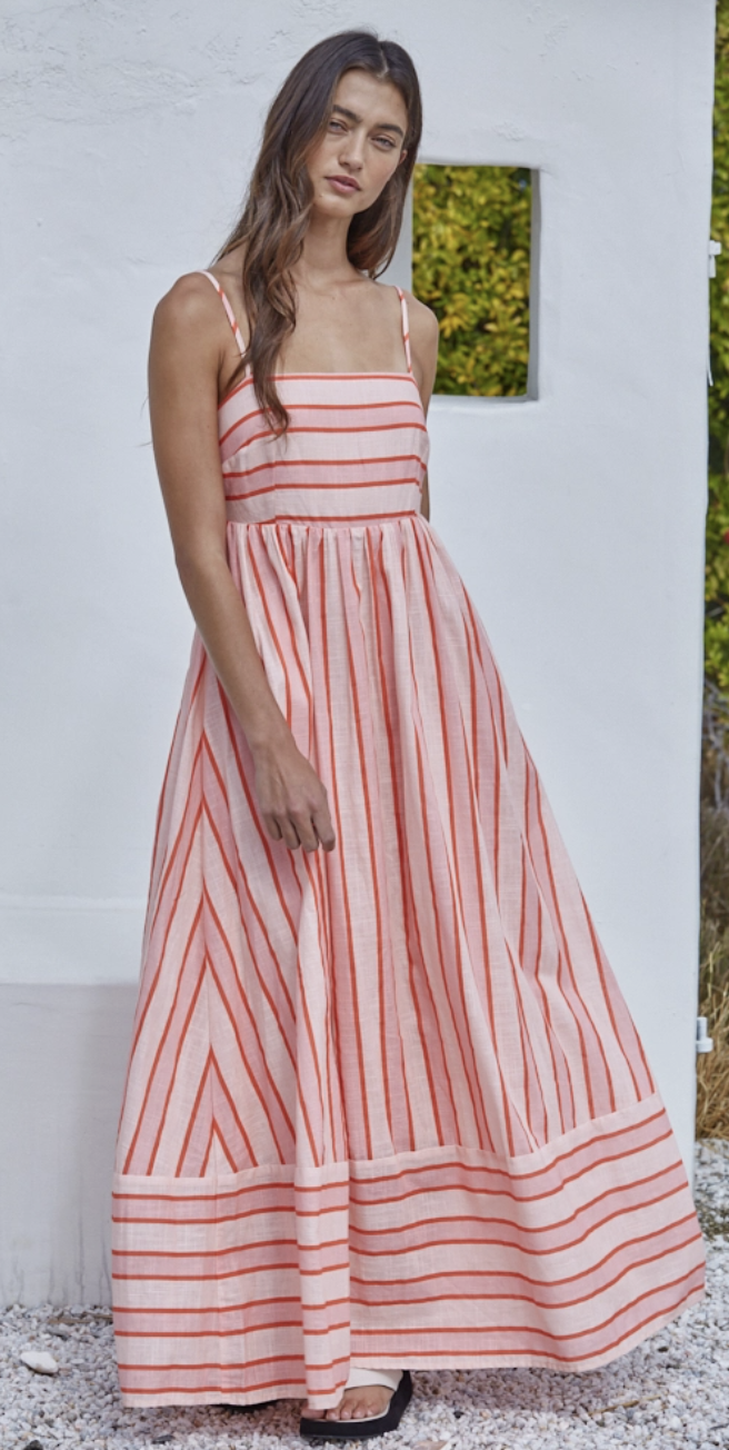 pink blush striped dress Sally Striped Dress