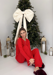 Luxe Pointelle Pant in Festive Red