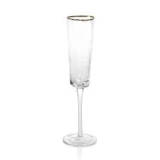 Aperitivo Triangular Champagne Flute - Clear with Silver Rim