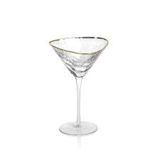 Aperitivo Triangular Martini Glass - Clear with Silver Rim