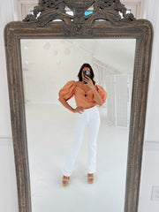 Cotton Cutout O Ring Crop Top - APRICOT