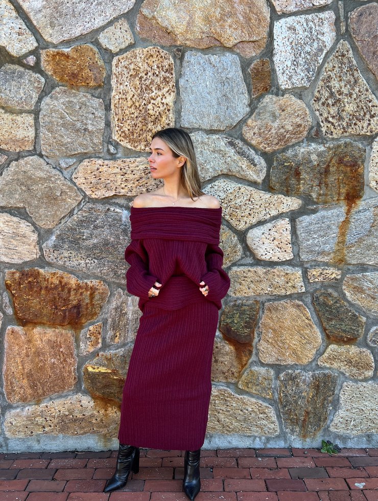 Best Dressed Off The Shoulder Sweater - Ruby