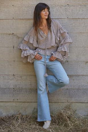 Romina Ruffle Top - Mocha