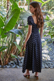 Sweet Bliss Dot Midi Dress - Black