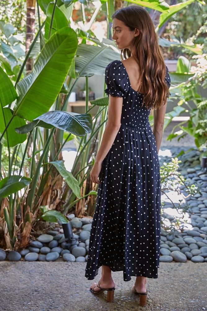 Sweet Bliss Dot Midi Dress - Black