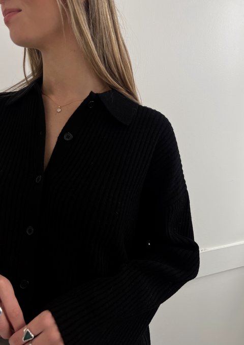 Adrien Button Up Sweater - Black