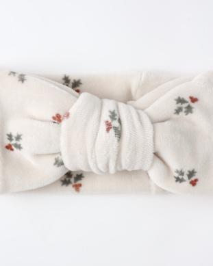 Velour Bow Headband - Holly Berry