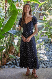 Sweet Bliss Dot Midi Dress - Black