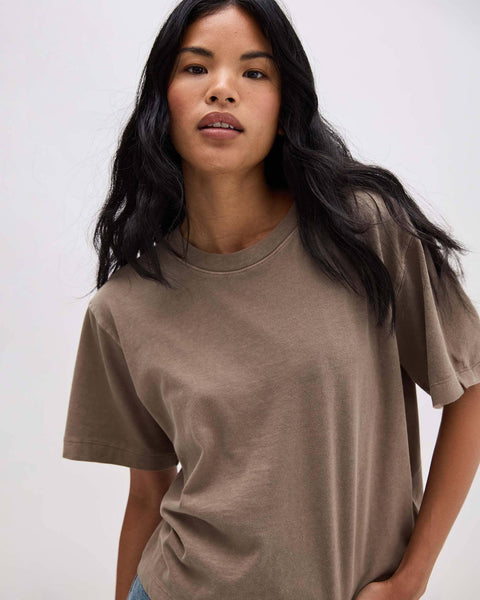 Chill and Relaxed Cropped Tee - Warm Grey