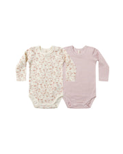 Quincy Mae Jersey Bodysuit 2 Pack - French Garden/Rose Stripe