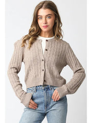 Josie Knit Sweater Cardi - Taupe