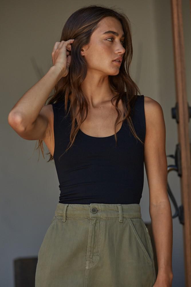 Double Layers Seamless Tank - Black