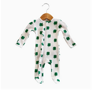 Organic Waffle 2-Way Zip Ruffle Footie, Clover