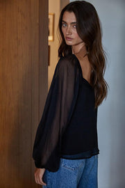 Love Letter Smocked Top - Black