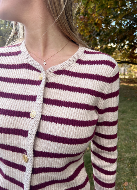 Gia Sweater Cari - Oatmeal/ Crimson