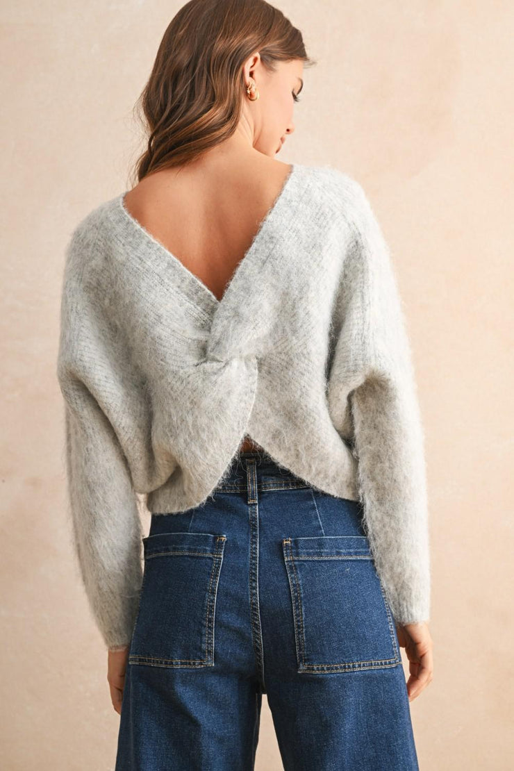 Twisted Fate Reversible Sweater - Heather Grey