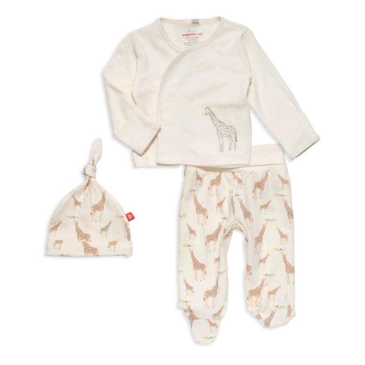 Jolie Giraffe Organic Cotton Magnetic Kimono Set