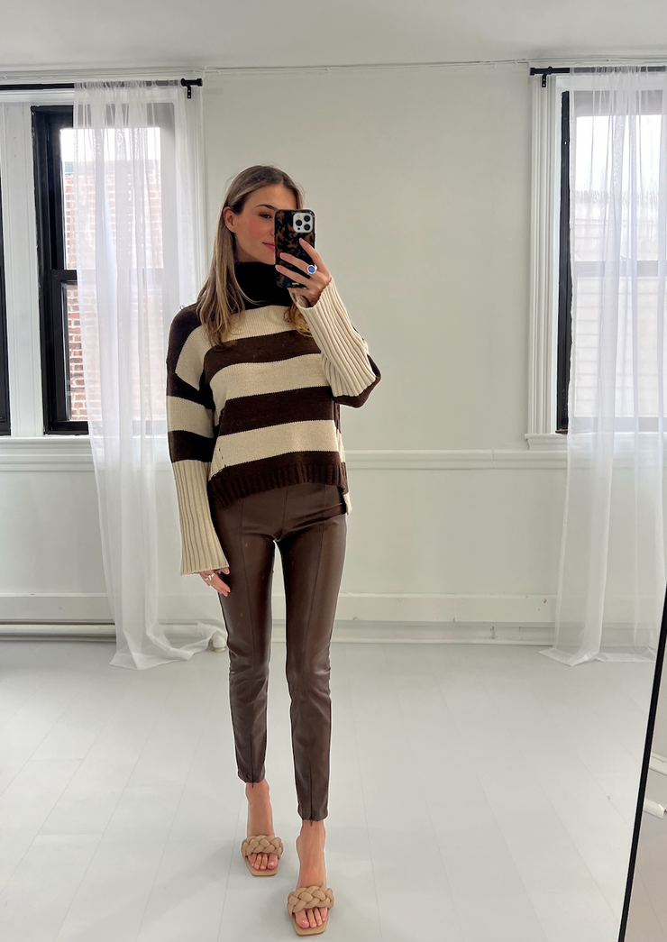 Kaila Oversized Knit Sweater - Brown/Khaki