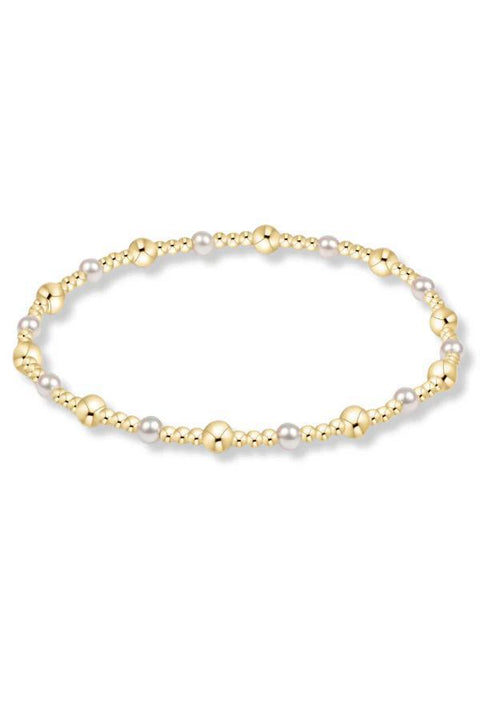 E. Newton Classic Gold Sincerity Pattern 4mm Bead Bracelet - Pearl