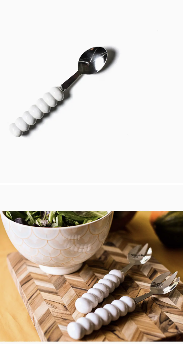 Signature White Knob Serving Spoon