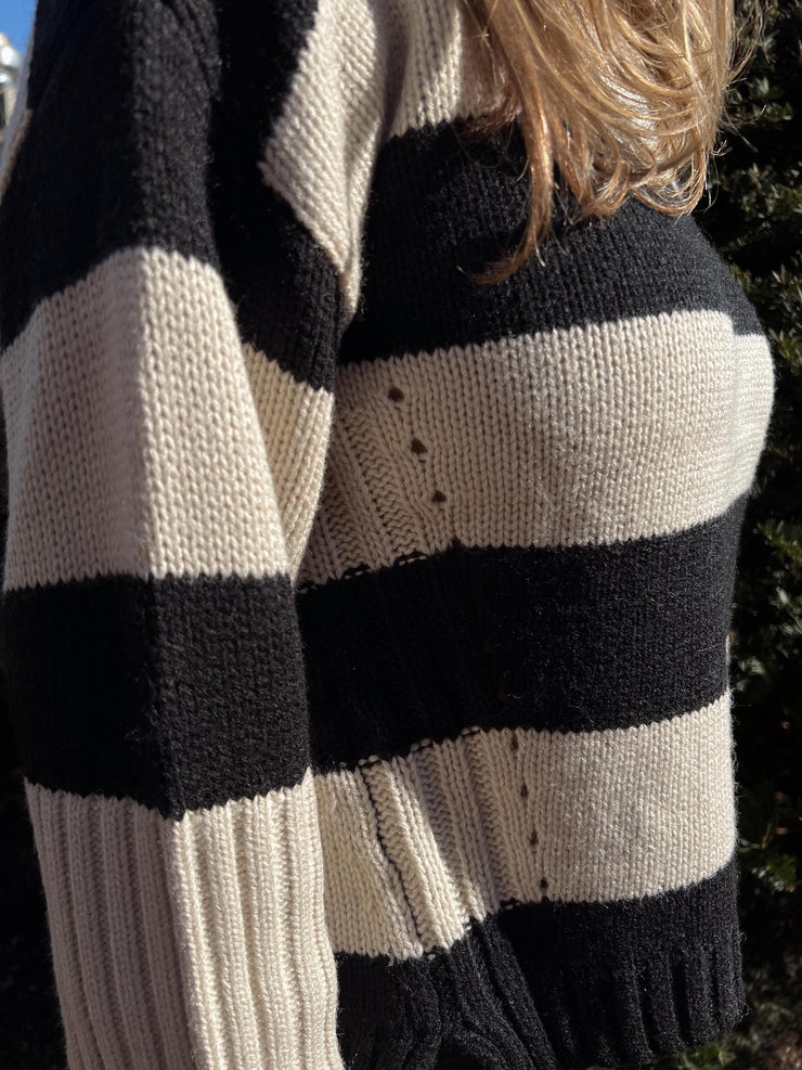 Kaila Oversized Knit Sweater - Black/Khaki