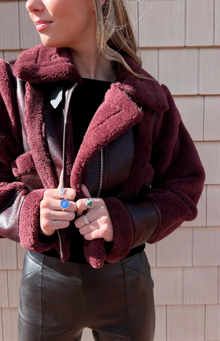 Maroon Sherpa Bonded Jacket
