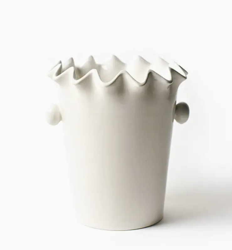Signature White Ruffle Ice Bucket