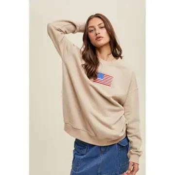 The Oversized Flag Pullover - Taupe