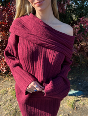 Best Dressed Off The Shoulder Sweater - Ruby