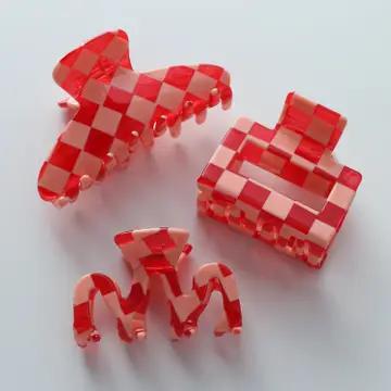 Xoxo, Checkmate Assorted Vday Small/Medium Claw Clips
