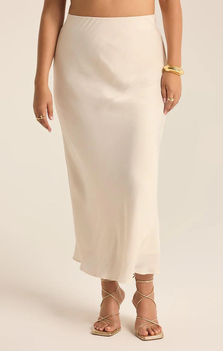 Europa Luxe Sheen Midi Skirt Sea Salt